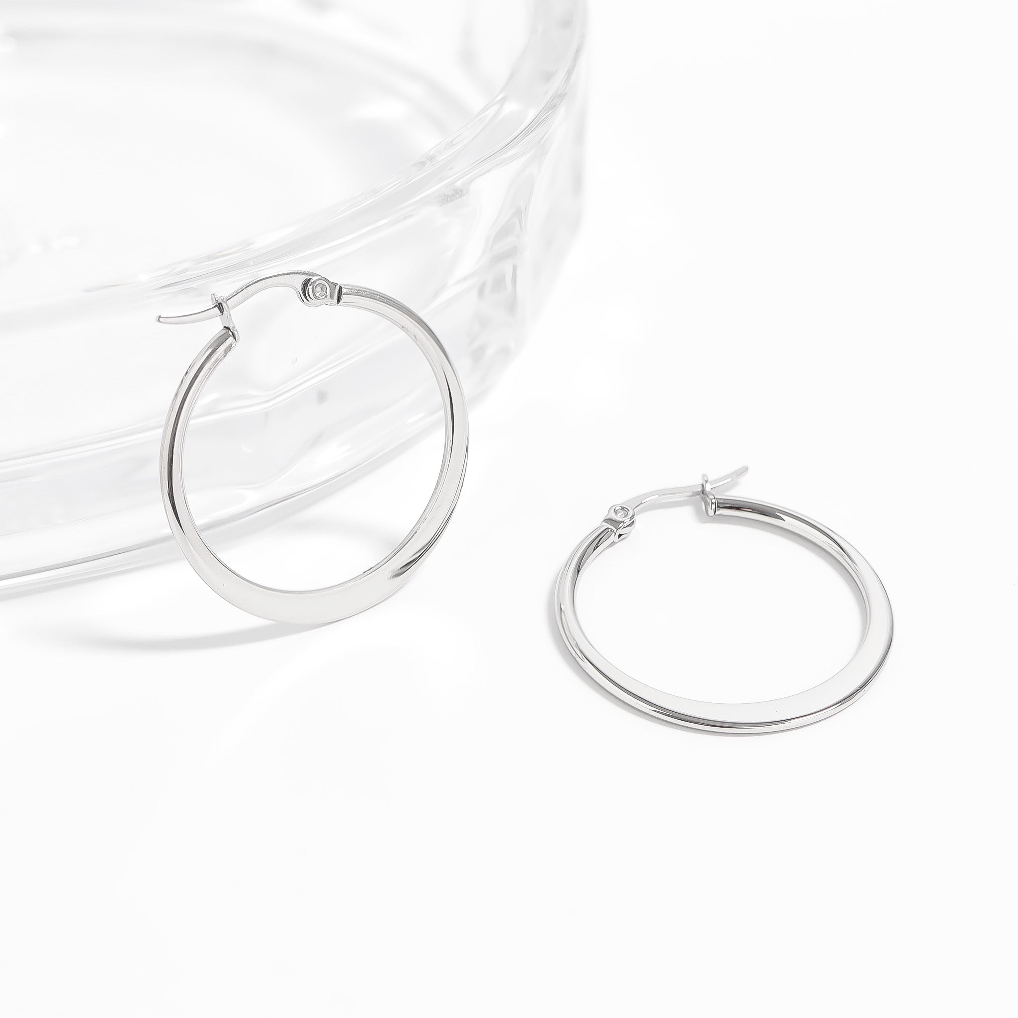 Stainless Steel Flat Oval Tube Hoop Earrings Erj2132