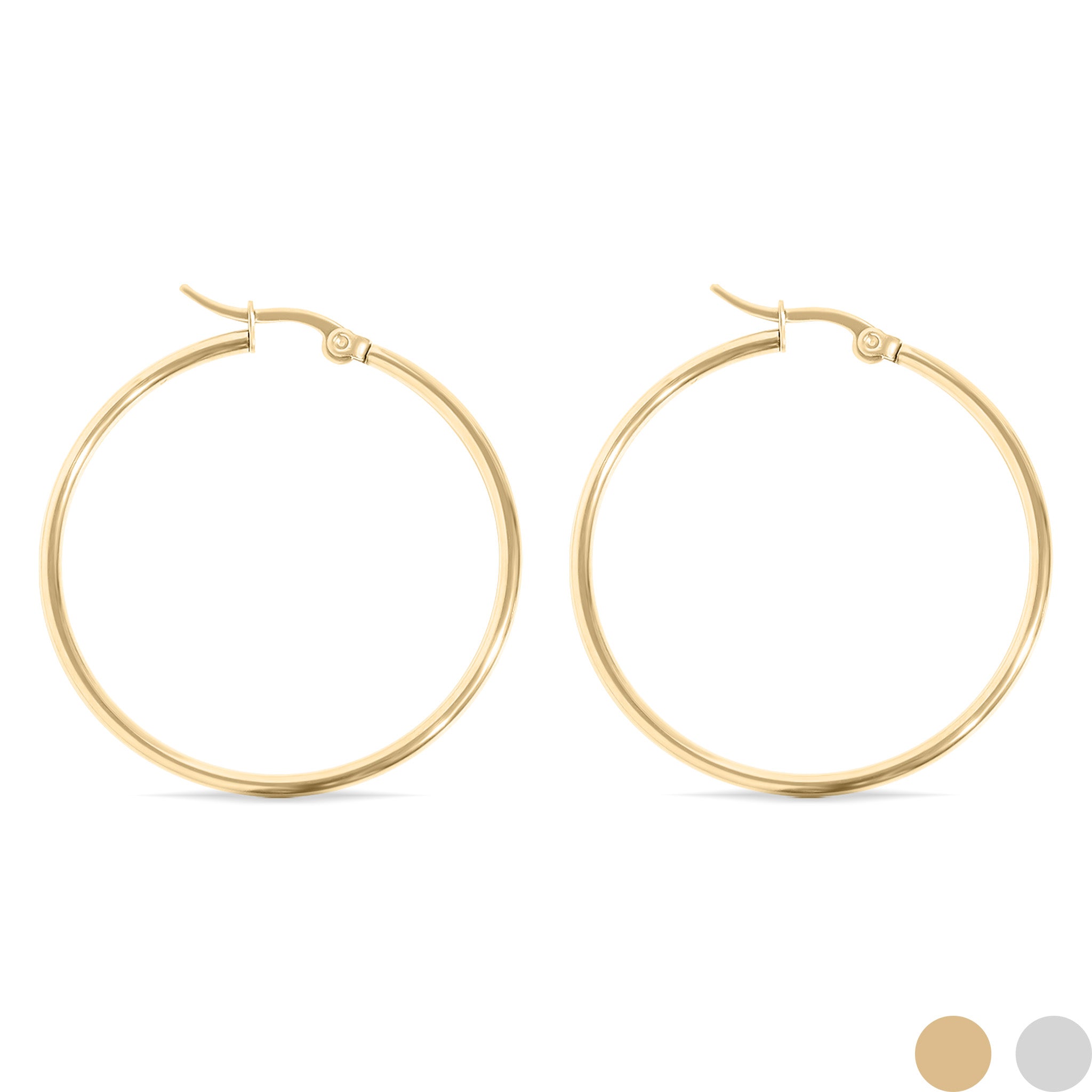 18K Gold PVD Stainless Steel Round Tube Hoop Earrings / ERJ2138