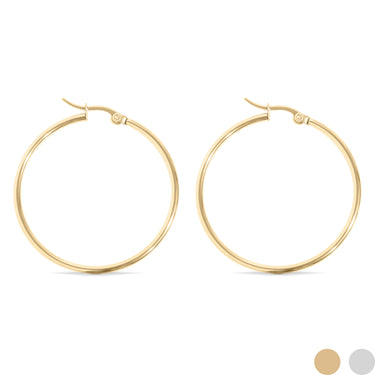 Boucles d'oreilles à tube rond en acier rond en acier inoxydable 18 carats/ERJ2138