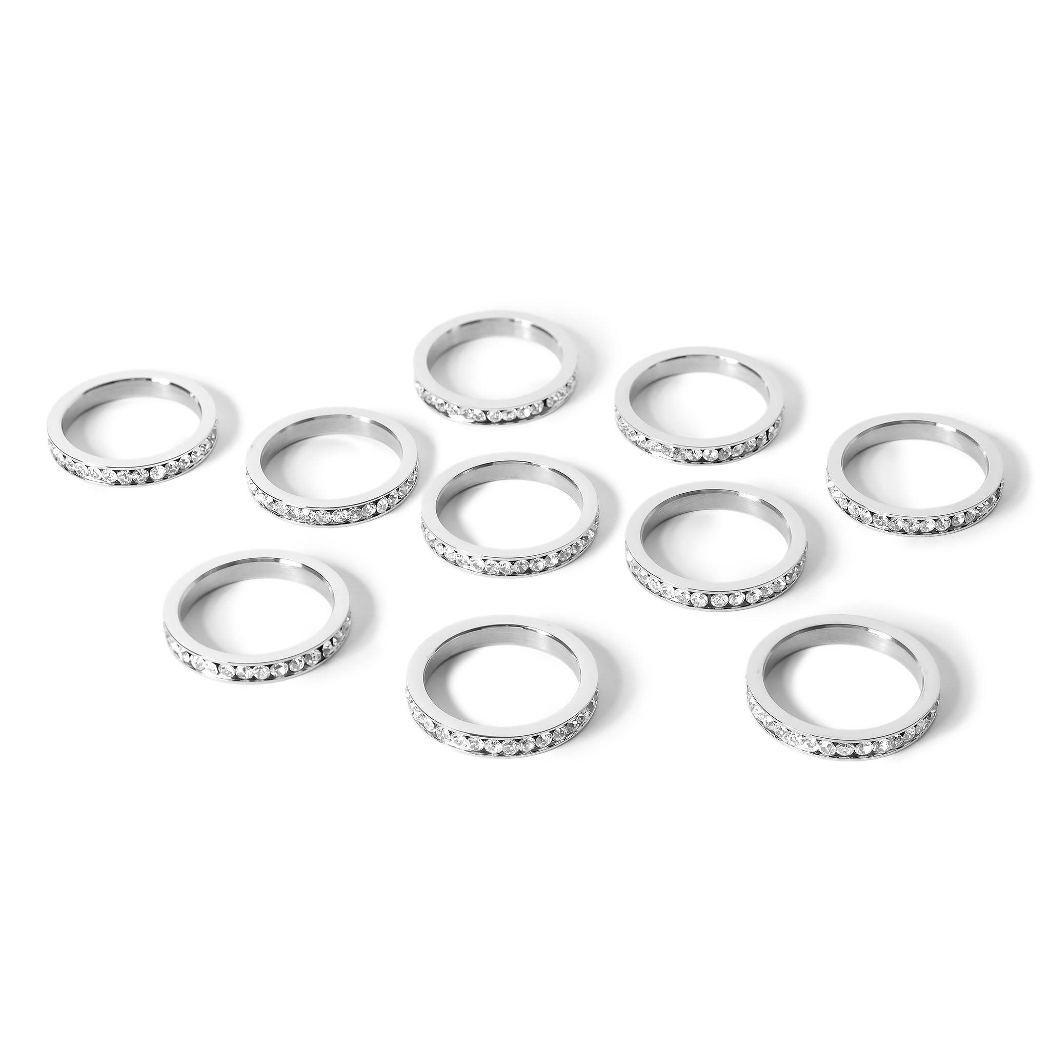 10 Pack - CZ Eternity Rostfritt stålring - April / Diamond - Storlek 3 / ETR1000