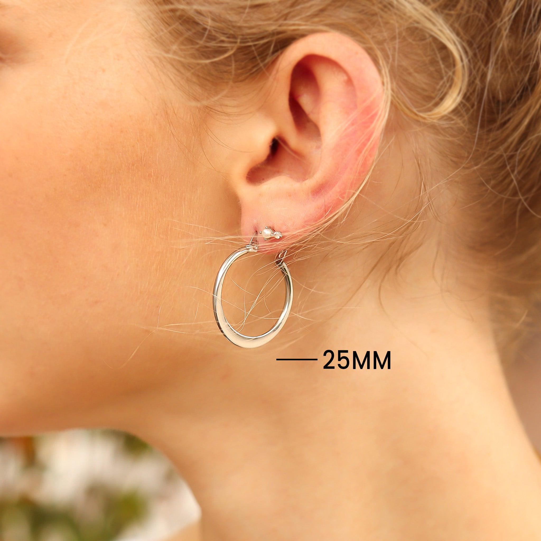 Stainless Steel Flat Oval Tube Hoop Earrings / ERJ2132