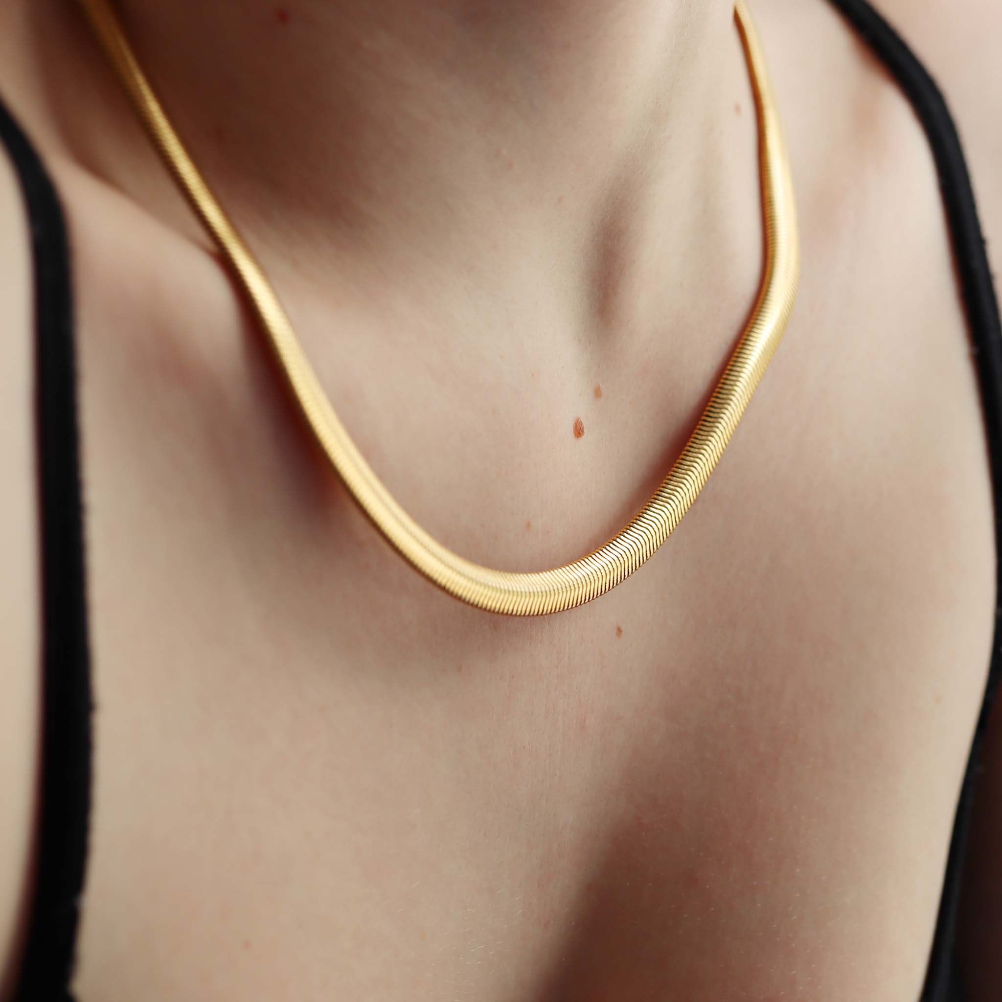 Stainless Steel Gold Snake Chain Necklace / CHN7700