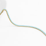 18K Gold PVD Stainless Steel Turquoise Rhinestone Tennis Chain Necklace 