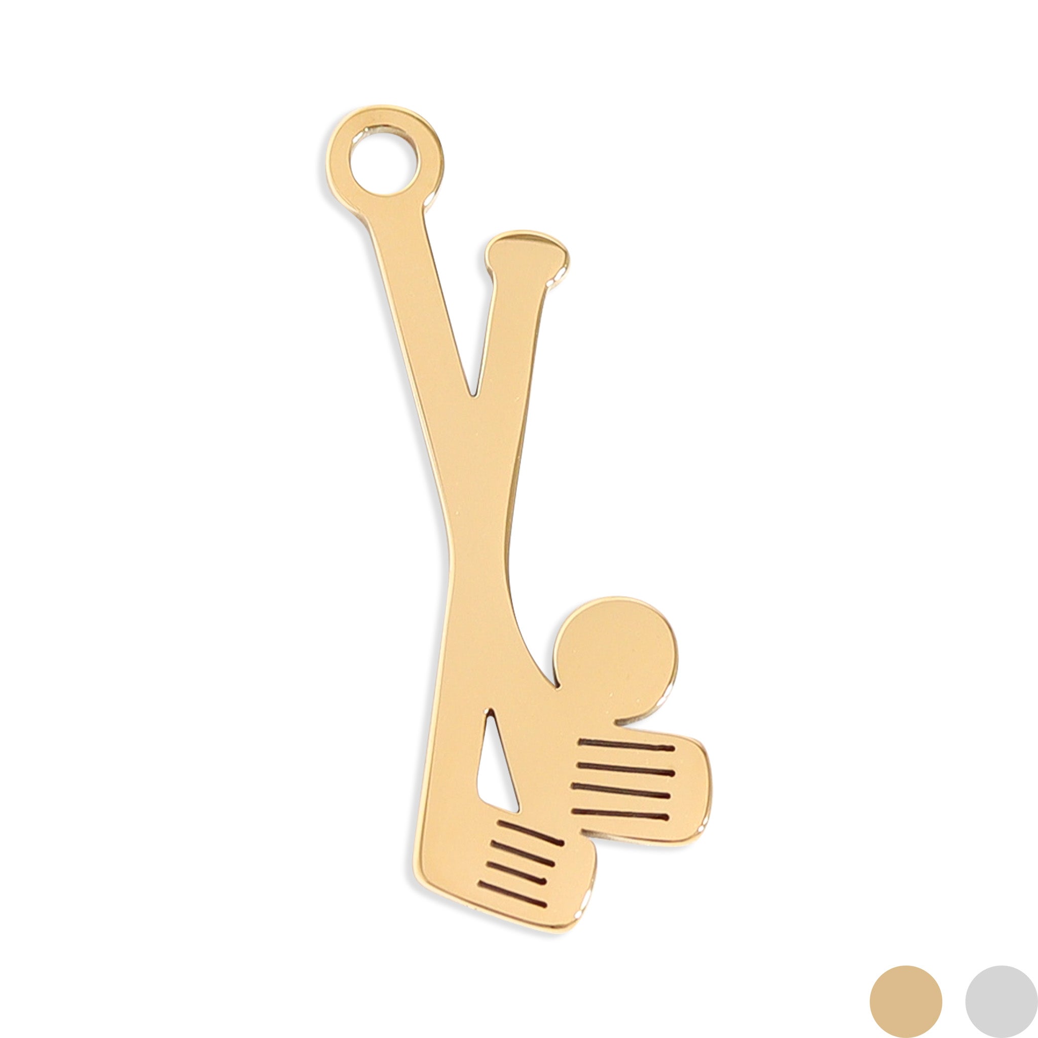 18K Gold PVD Stainless Steel Golf Club Charm