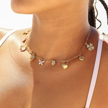 18K Gold PVD Stainless Steel Heart Charm Set