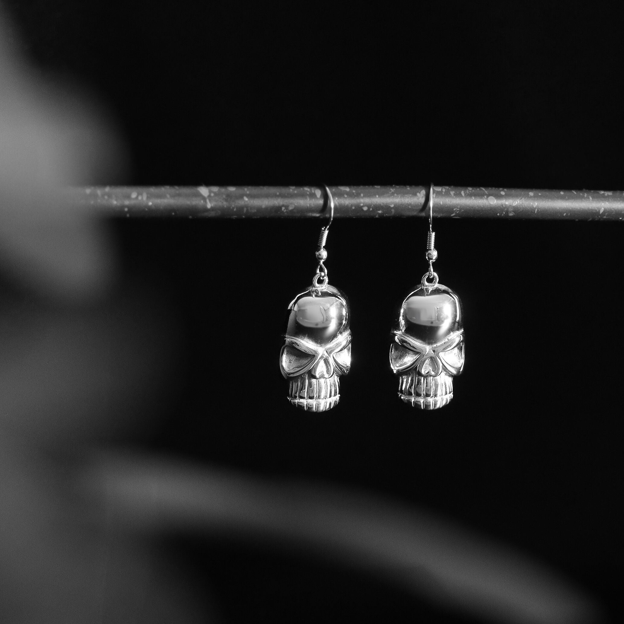 Stainless Steel Skull Wire Earrings / ERC1014