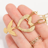 18K Gold PVD Stainless Steel Hollow Heart Charm 