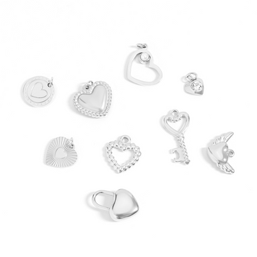 18K Gold PVD Stainless Steel Heart Charm Set