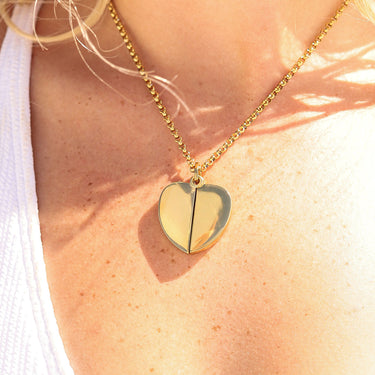 18K Gold PVD Blank Stainless Steel Heart Shaped Hidden Message Necklace