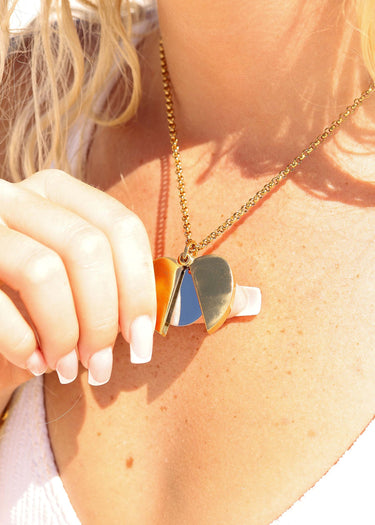18K Gold PVD Blank Stainless Steel Heart Shaped Hidden Message Necklace