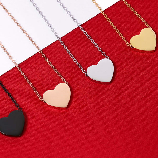 18K PVD Coated Stainless Steel Blank Heart Necklace / SBB0250