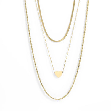 45 PC 18K Gold PVD Heart Layered Halskette Set/Bnd0034