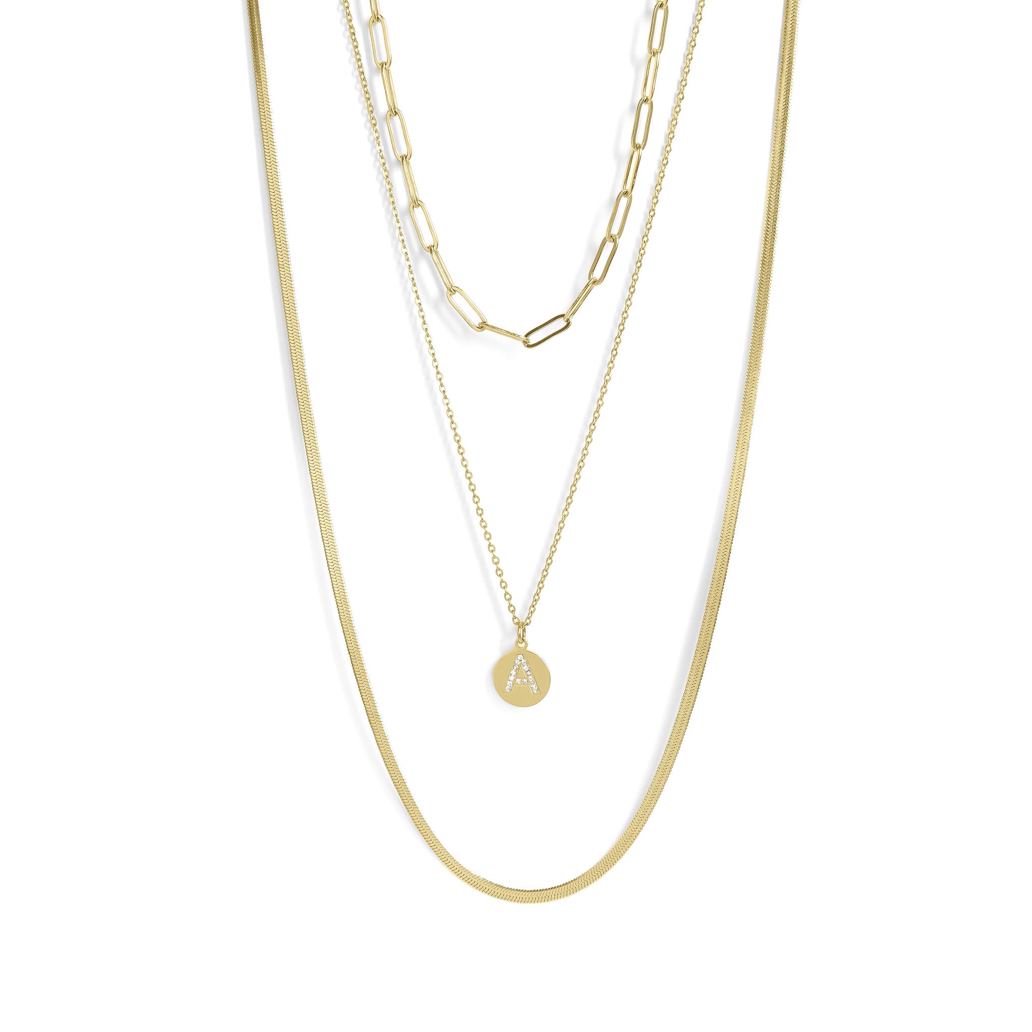 78 pc Initial Letter 18K Gold PVD Layered Necklace Set / BND0032