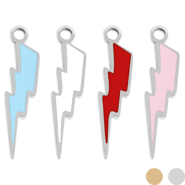 Lightning bolt epoxy charms with reflective edges