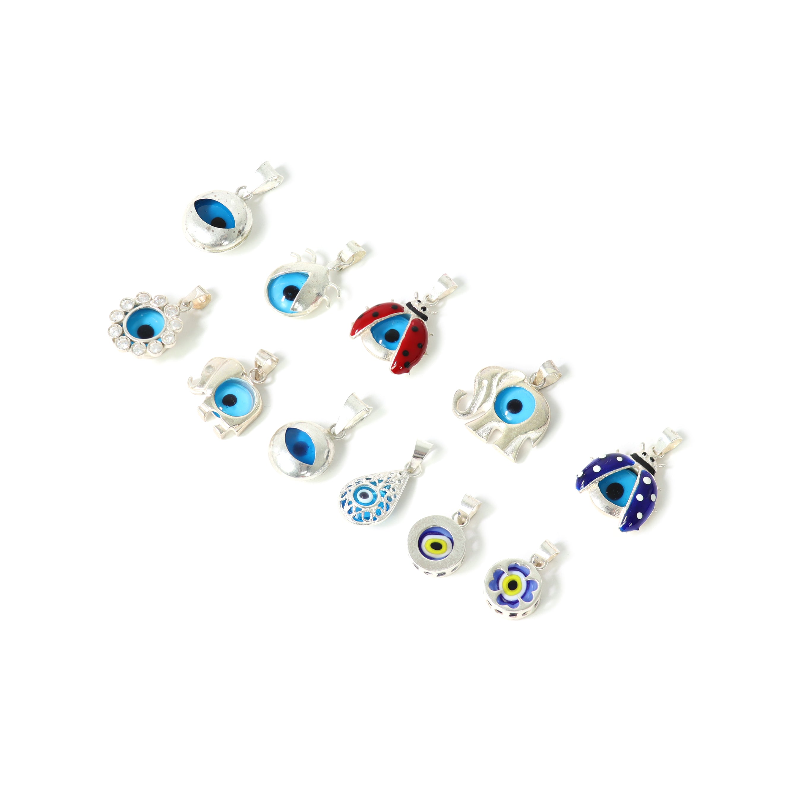 128 Piece Belanded Sterling Silver Evil Eye Eye Pendant Value Pack / LOT0026