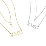 Loved" Layered Cross Charm