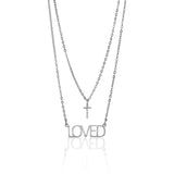 Loved" Layered Cross Charm