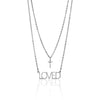 Stainless Steel PVD Coated "Loved" Layered Cross Charm Necklace