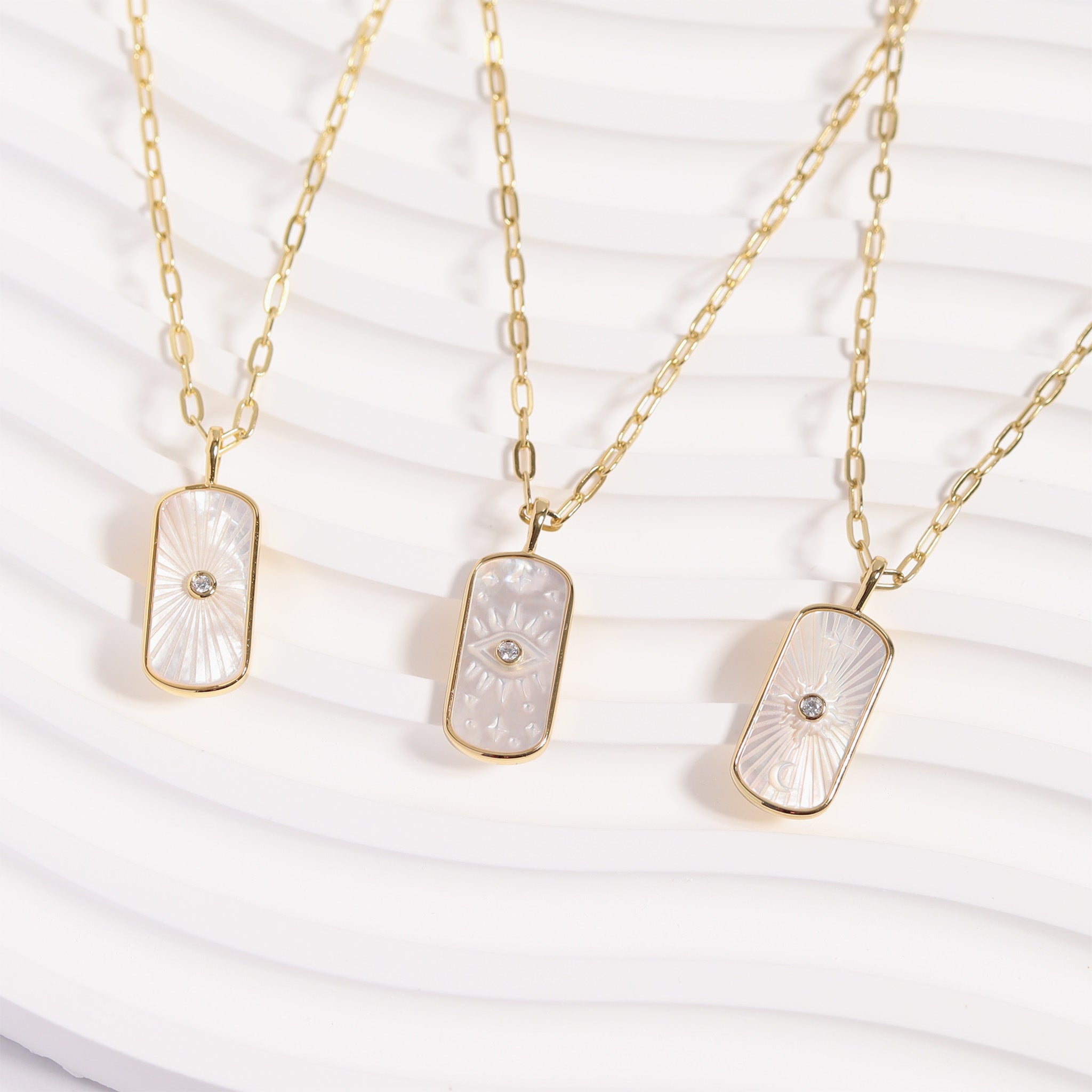 14K Gold Sterling Silver Mother Of Pearl Mystical Paperclip Necklace 14k-gold-sterling-silver-mother-of-pearl-mystical-paperclip-necklace
