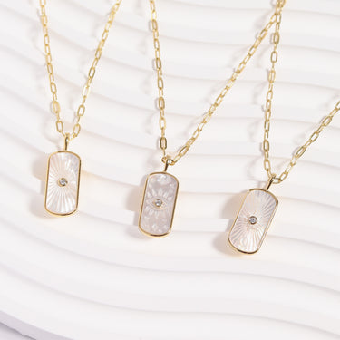 Mother of Pearl Starburst Mystical Paperclip Chain Pendant Necklaces Lifestyle