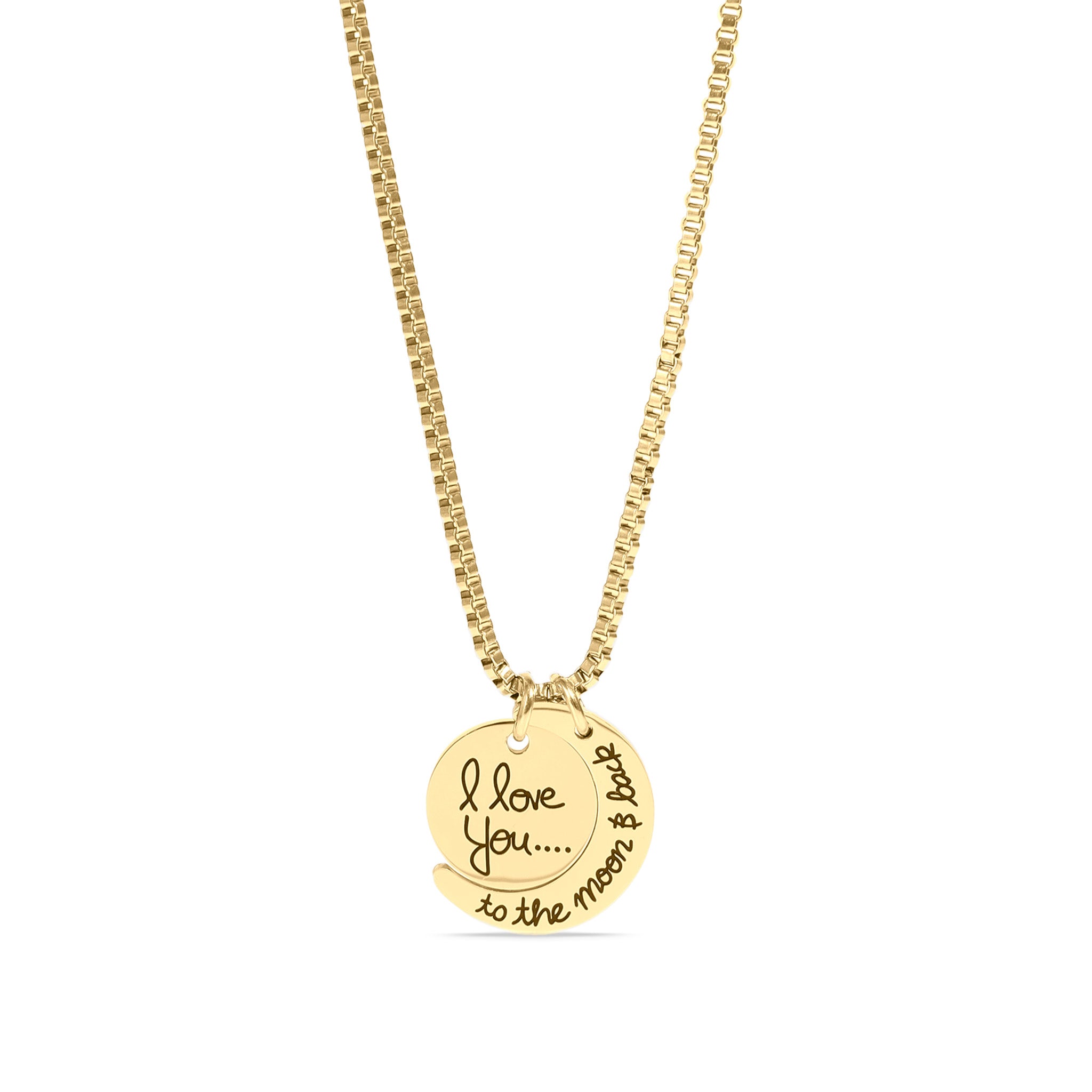 18K Gold PVD Stainless Steel "I Love You To The Moon and Back" Necklace / NKJ9029