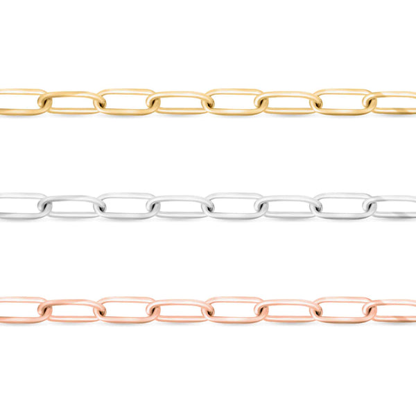 2.0 mm Fine Paperclip Chain 14K Solid Rose Gold Permanent Jewelry Link - By the Inch / PMJ0015