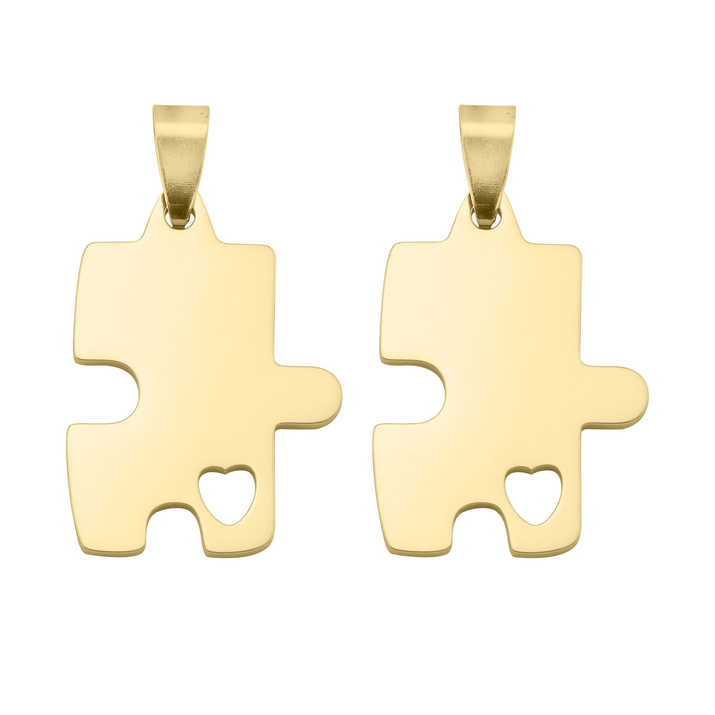 18k Gold PVD Rostfritt stål Graverabla 2 -delar Break Apart Puzzle Pendants / PDC283