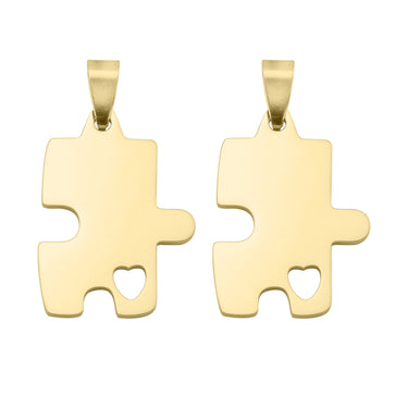 PVD en or 18 carats en acier inoxydable Gravable 2 pièces Pensemblants de puzzle/PDC283