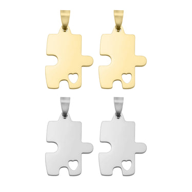PVD en or 18 carats en acier inoxydable Gravable 2 pièces Pensemblants de puzzle/PDC283