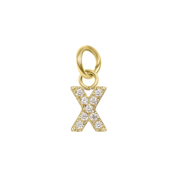 18k Gold PVD Coated Stainless Steel Pave Set CZ Initial Letter Charms / PDC9021