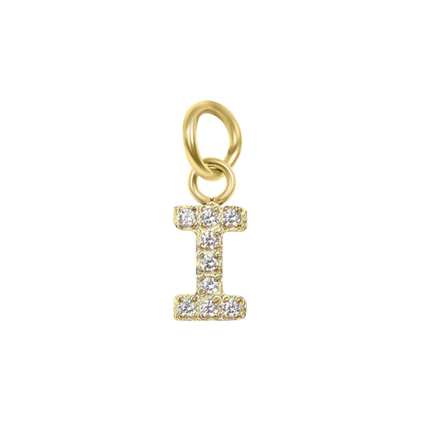 18k Gold PVD Coated Stainless Steel Pave Set CZ Initial Letter Charms / PDC9021
