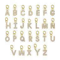 PVD de acero inoxidable de Gold Gold de 18k conjunto CZ Letter Charms/PDC9021