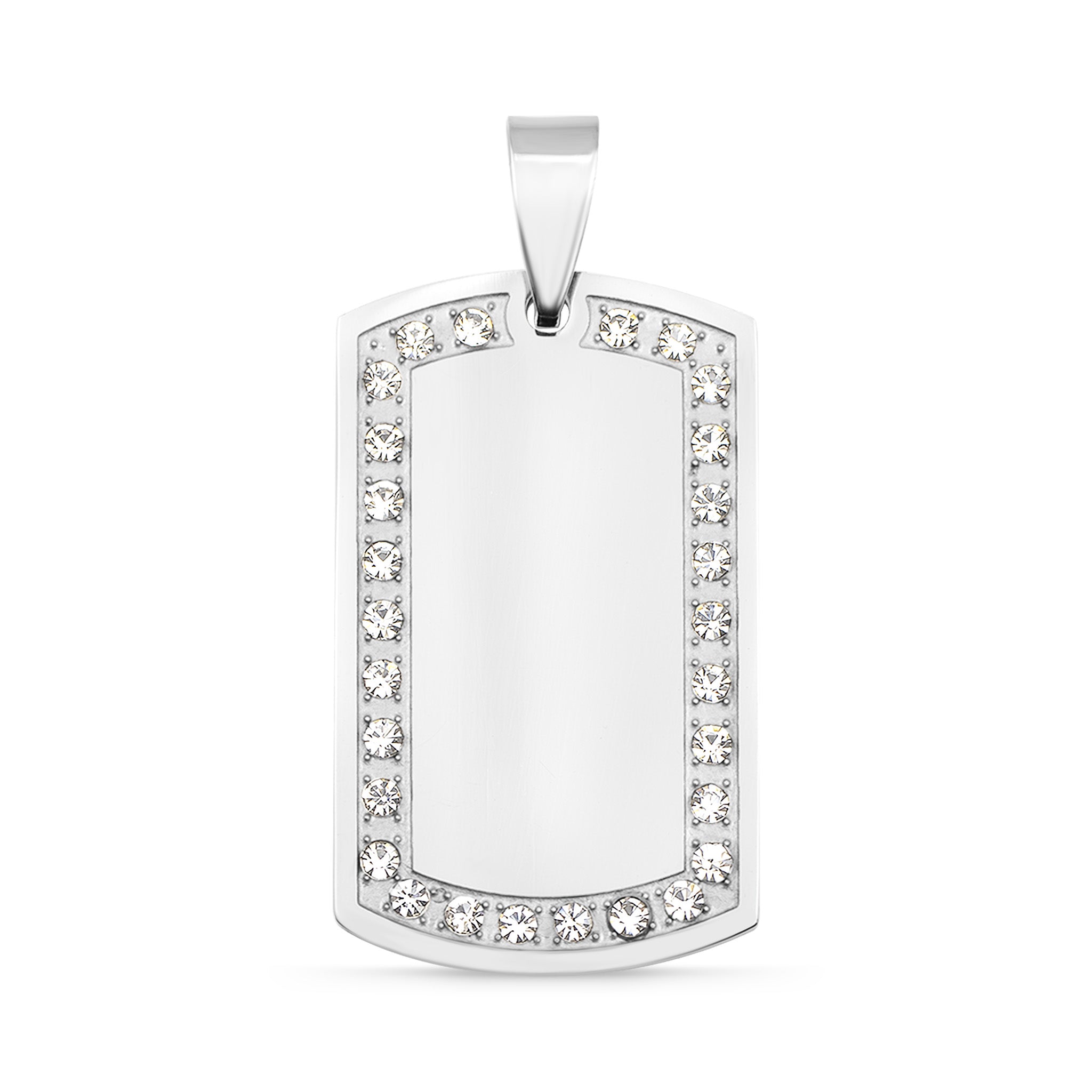 Stainless Steel Blank CZ Dog Tag Pendant / PDJ0282