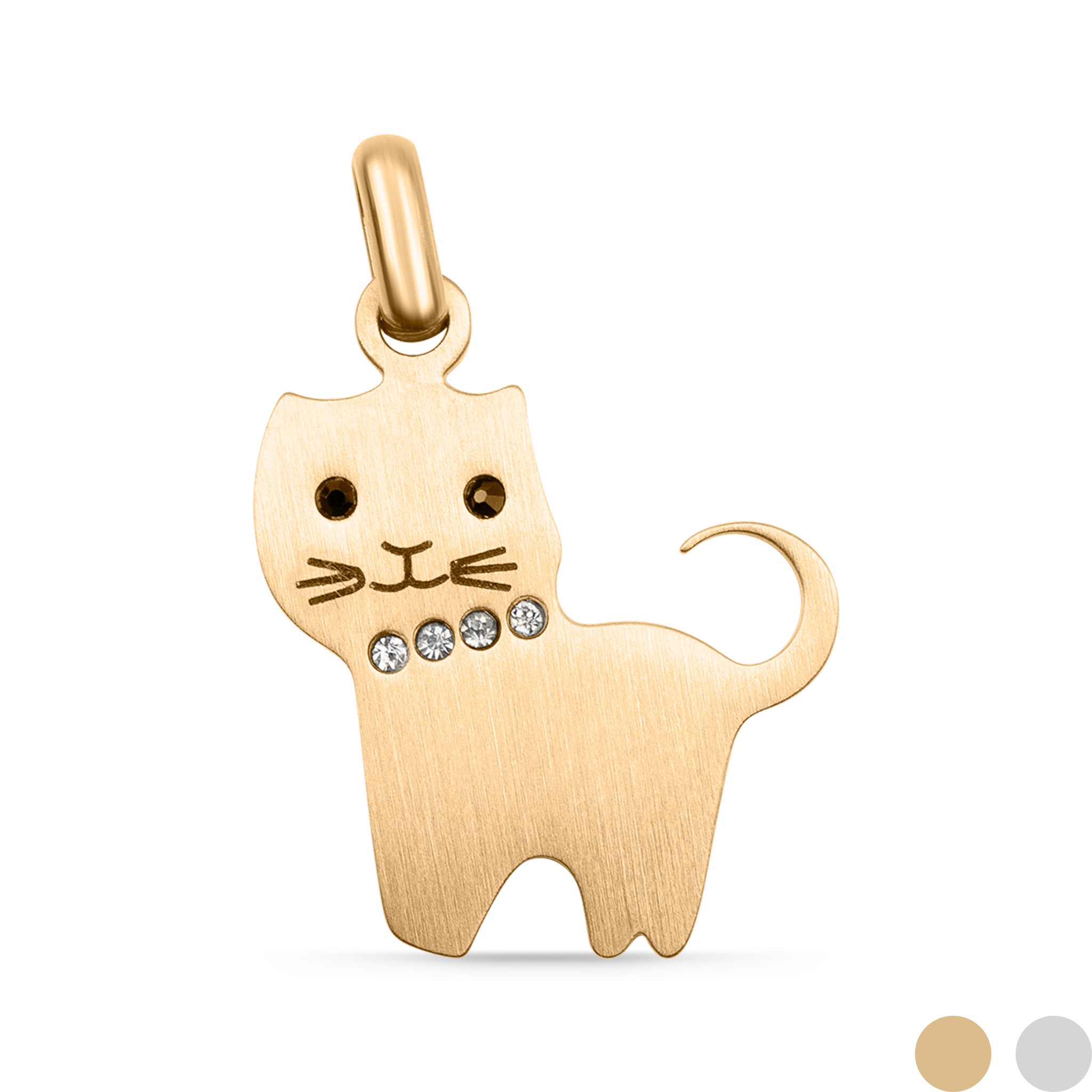 18K Gold PVD Stainless Steel Cat CZ Pendant / PDJ2059