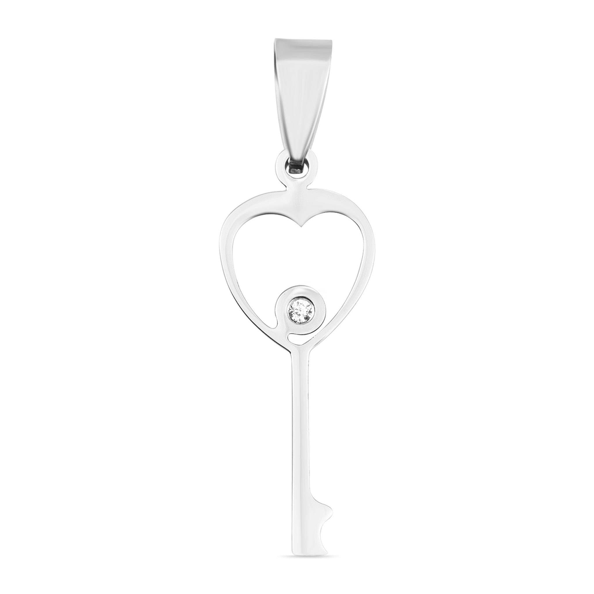 Stainless Steel CZ Thin Key Pendant / PDJ2232