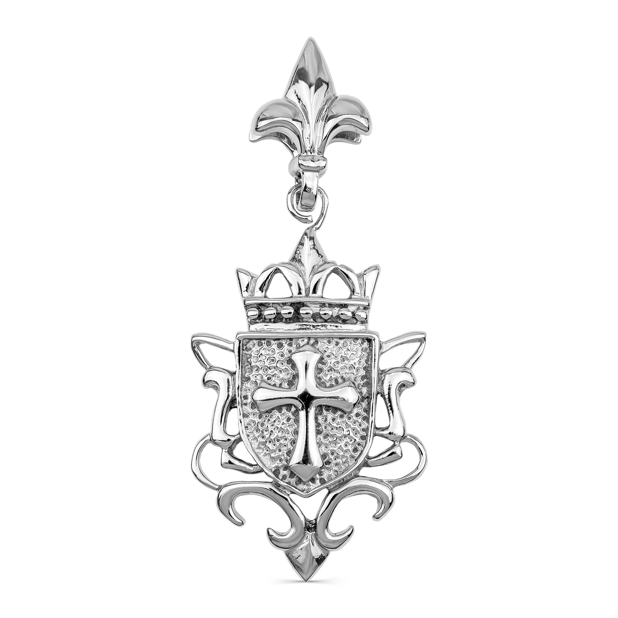 Fleur de Lis Cross Shield Stainless Steel Pendant / PDJ2836