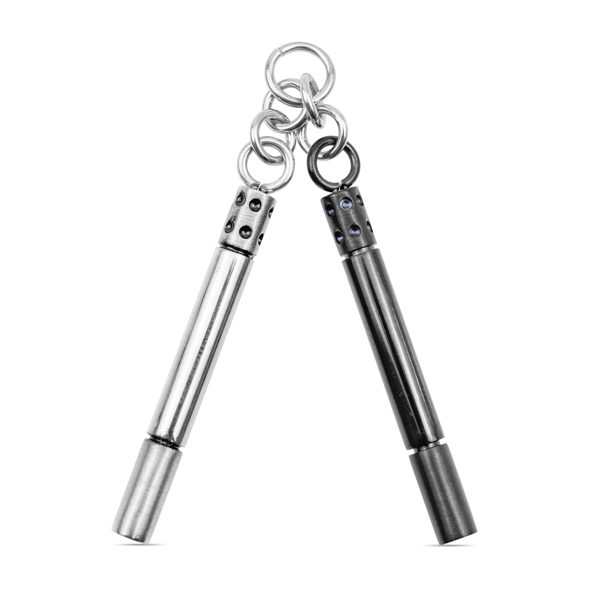 Stainless Steel & Black Nunchucks Pendant / PDJ3222