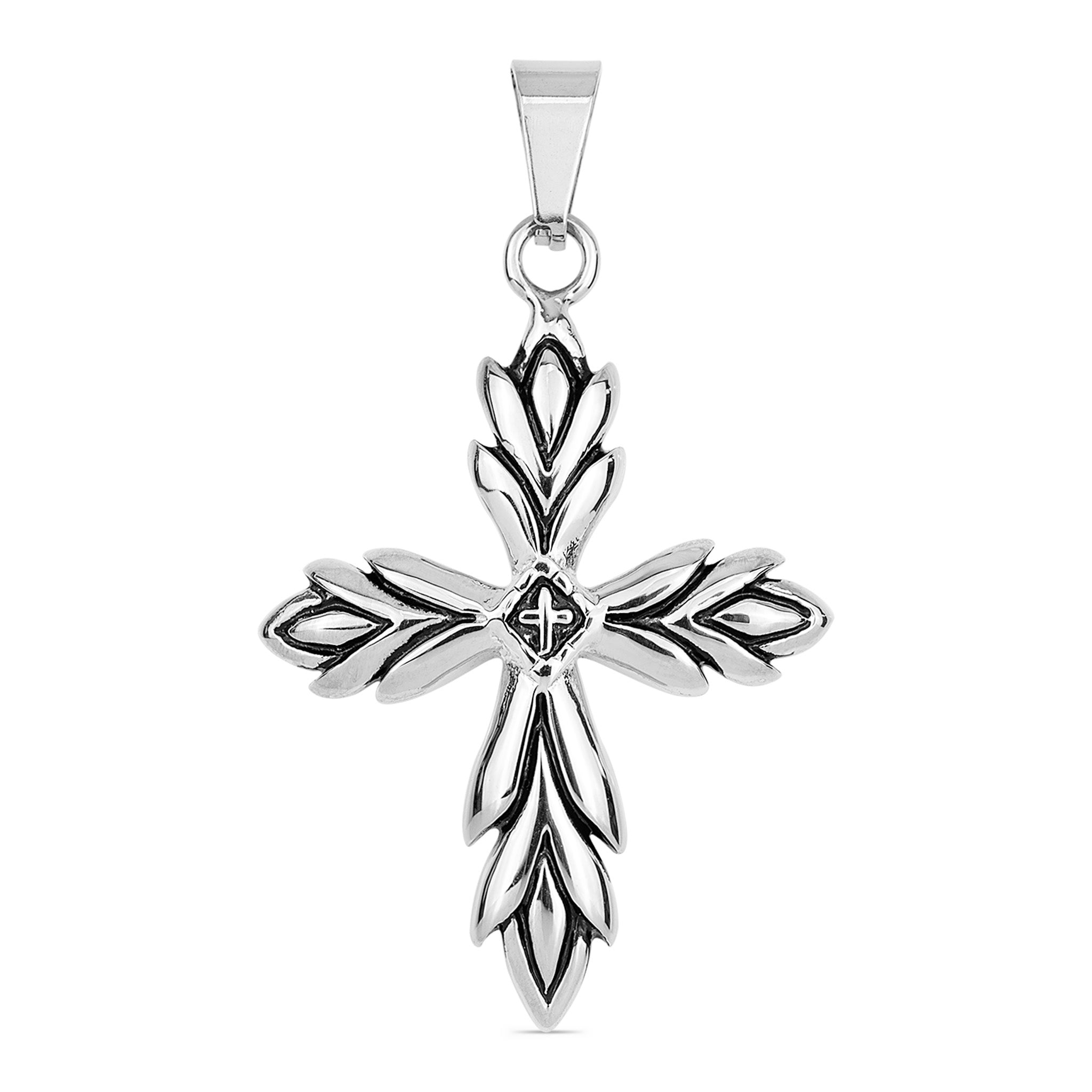 Stainless Steel Detailed Cross Pendant / PDJ3431