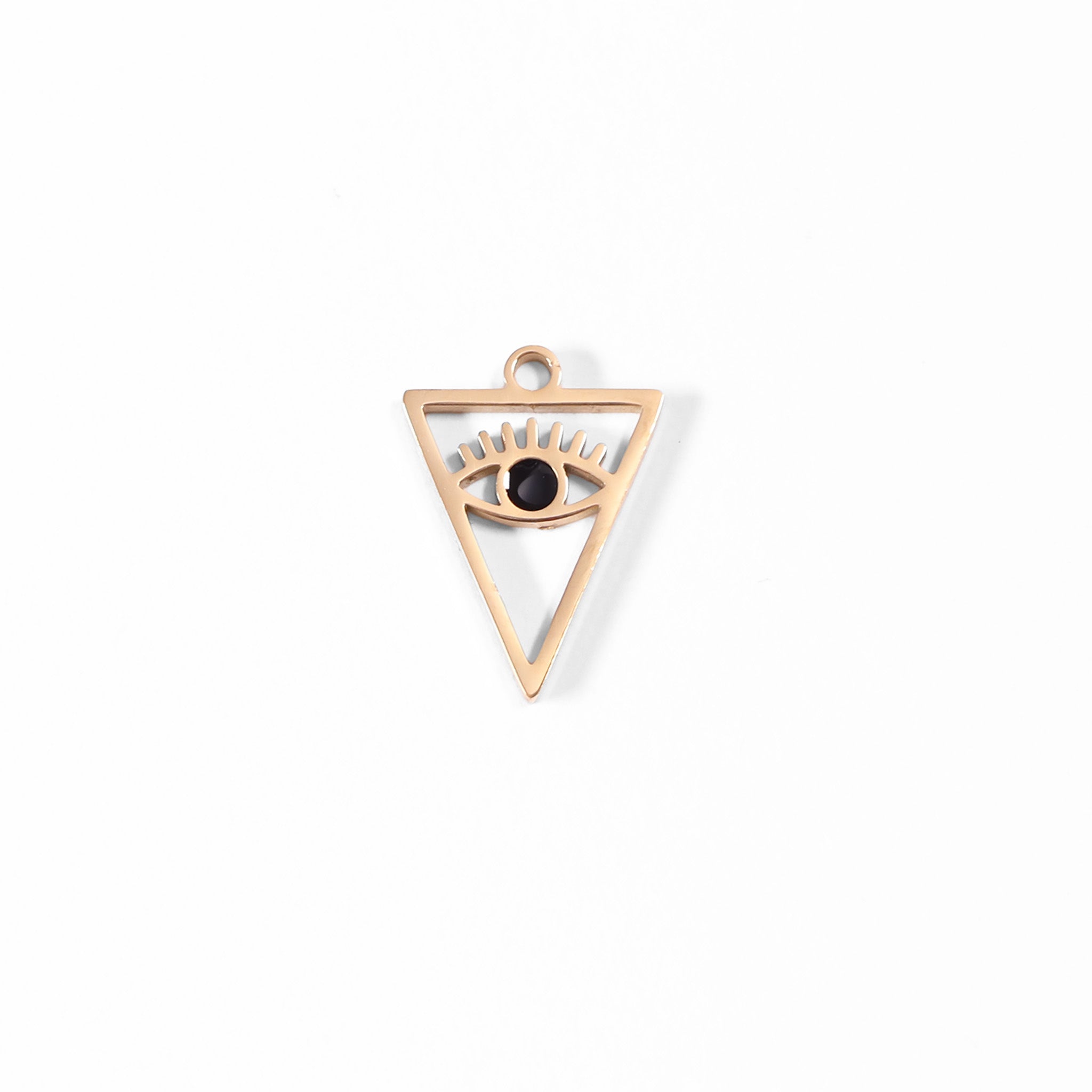18K Gold PVD Stainless Steel Triangle Evil Eye Charm / PDL0027