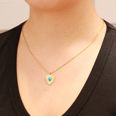 PVD en or 18 carats en acier inoxydable Sunburst coeur semi-précieux charme de pierre/PDL0120