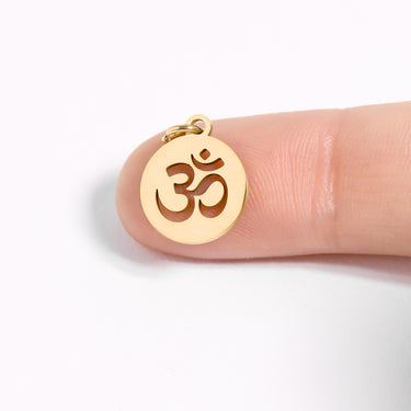 18K Gold PVD Stainless Steel "Om" Symbol Circle Pendant