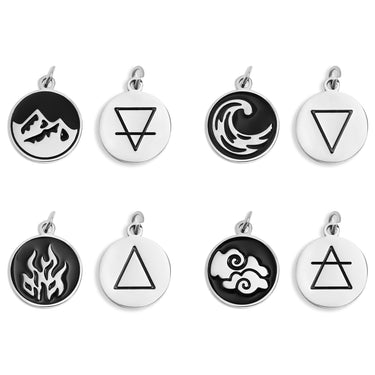 Stainless Steel Earth, Fire, Water, Air Element Charms