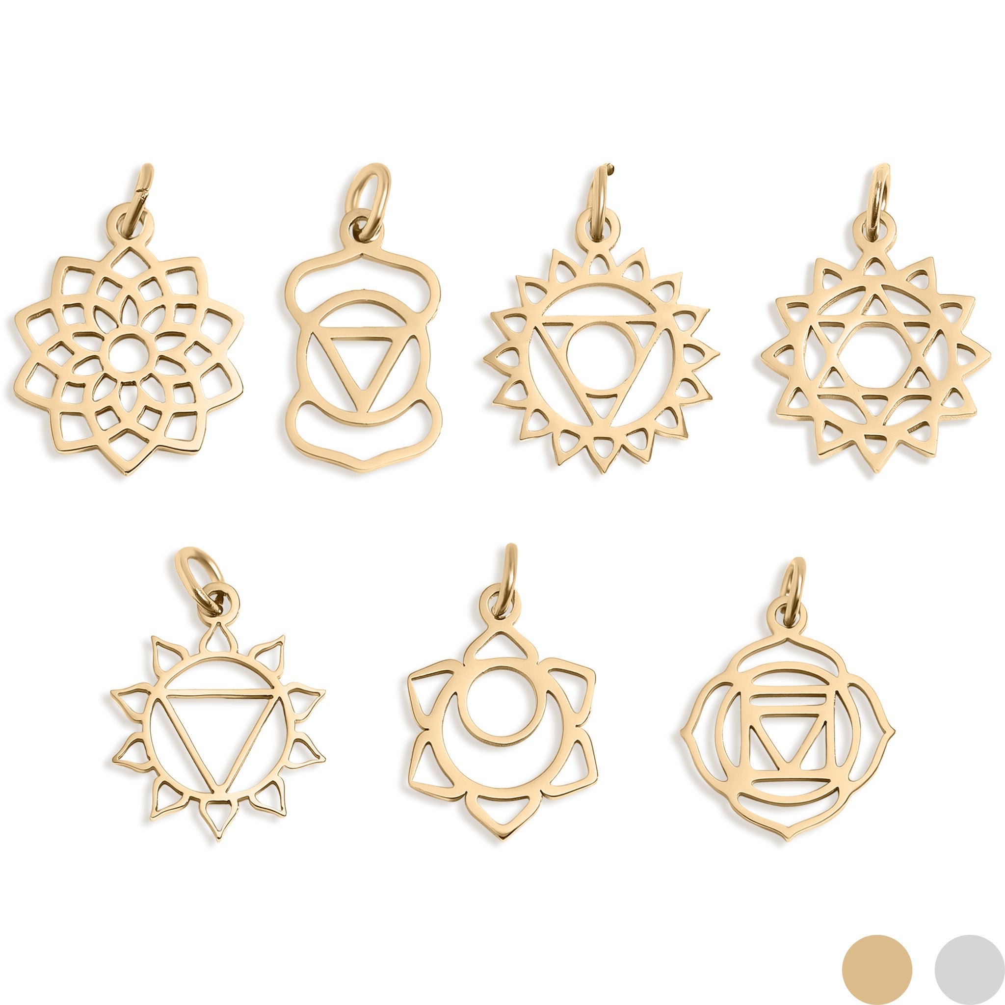 18K Gold PVD Stainless Steel Chakra Charms / PDL0176