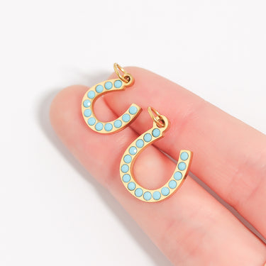 Turquoise Stone Horseshoe Charm Scale