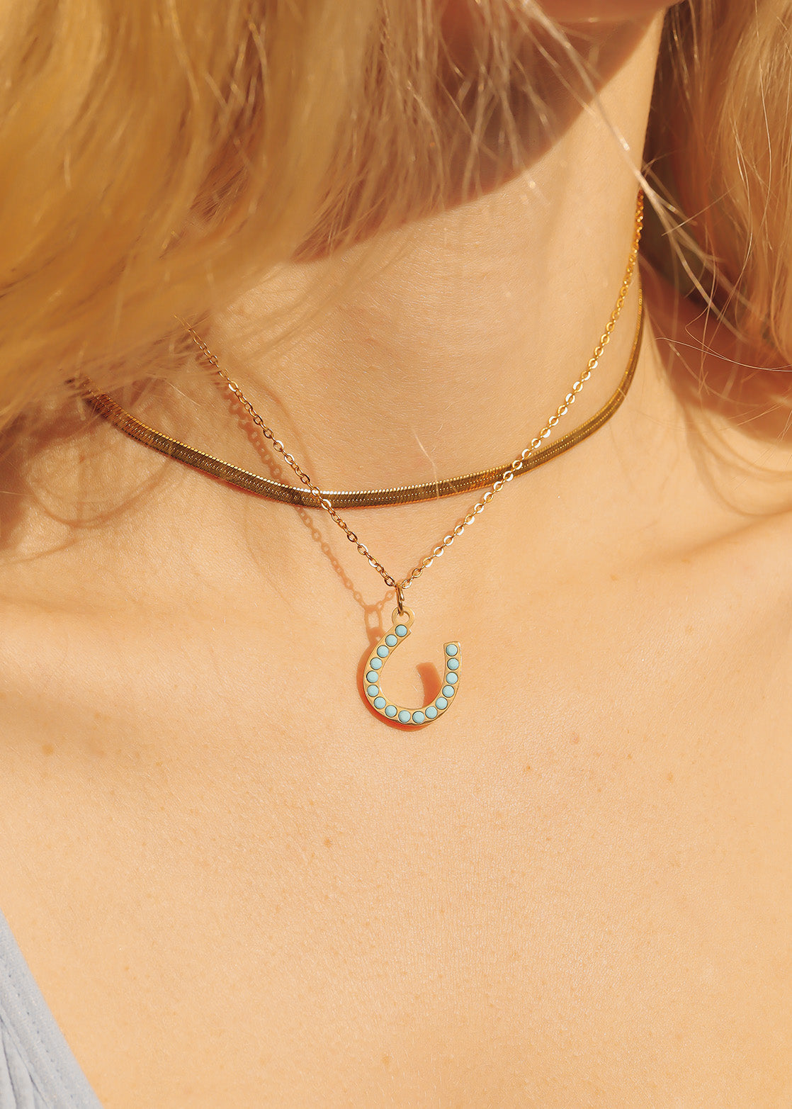 Turquoise Stone Horseshoe Charm