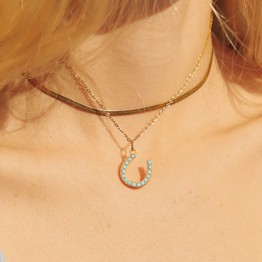 Turquoise Stone Horseshoe Charm