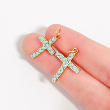 Turquoise Stone Cross Charm scale