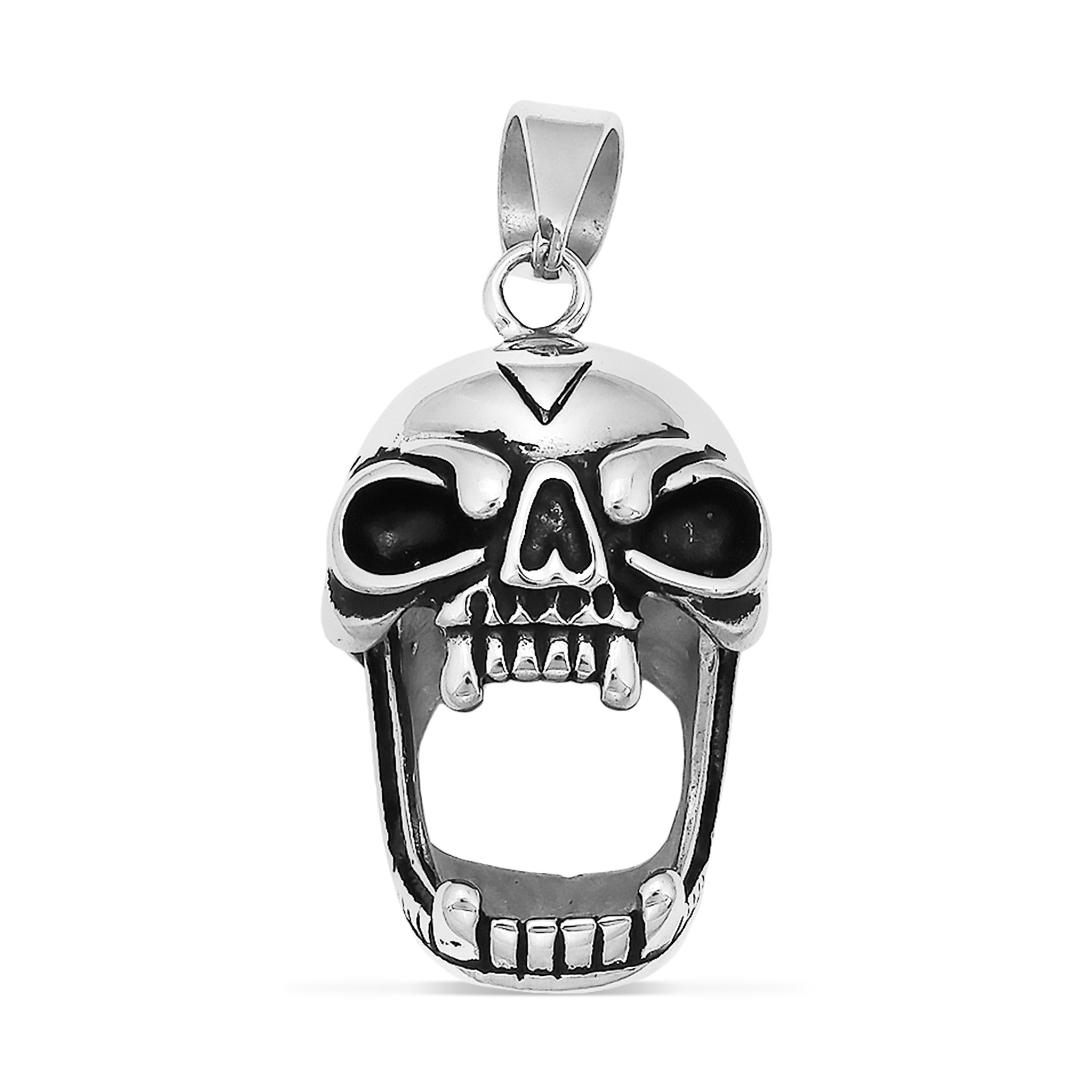 Huge Heavy 925 Sterling Silver Skull Skeleton Pendant - Mens Biker Gothic Jewelry LINSION 9L015D