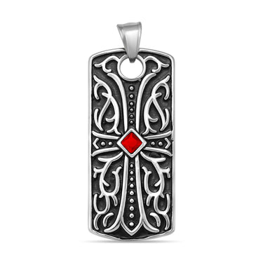 Grand pendentif en acier inoxydable croix rouge/pdl2010