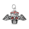 Stainless Steel Red CZ Eyed Skull With Wings Pendant / PDL2013